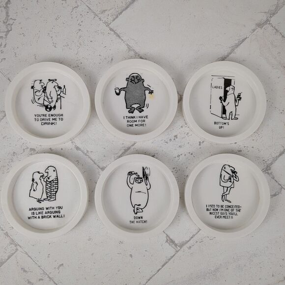 Vintage Plastic Coasters Life of the Party Midcentury Retro Vintage Drinking Bar - Picture 1 of 9